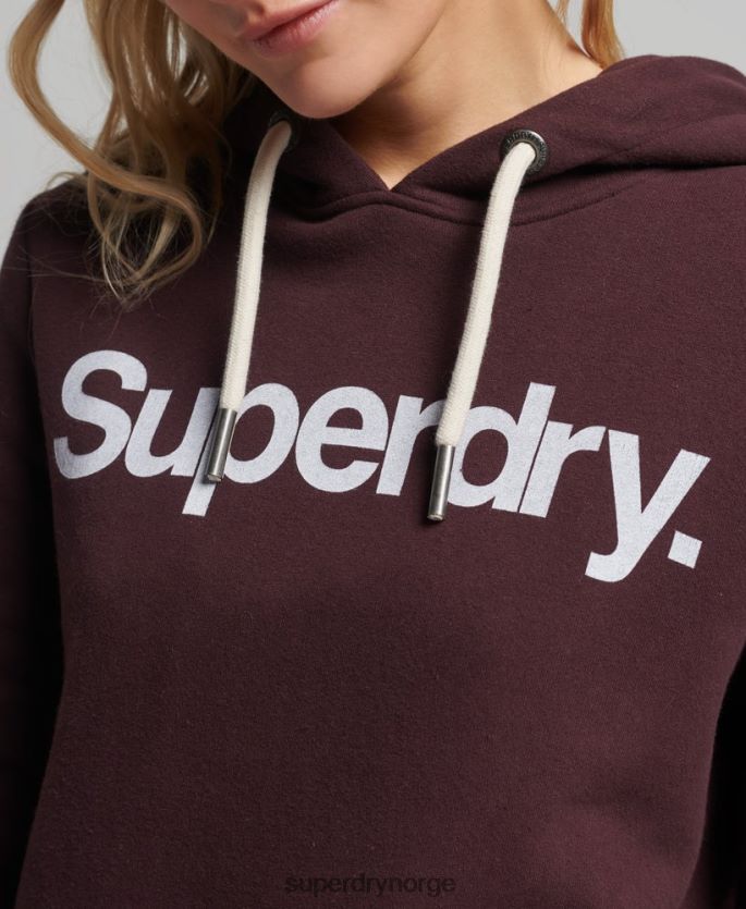 Superdry rød klær 86P46D3474 hettegenser med kjernelogo kvinner