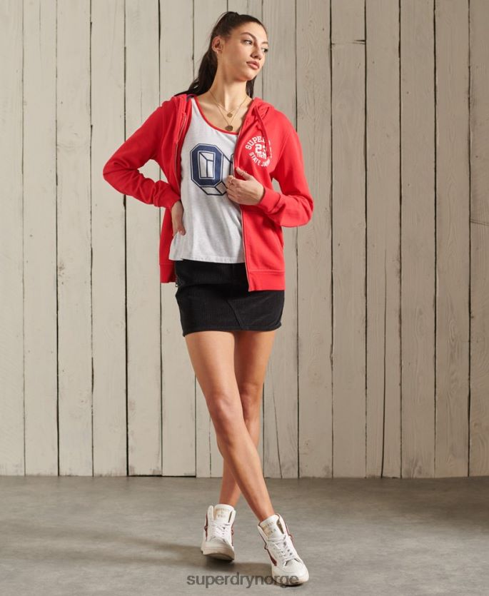 Superdry rød klær 86P46D3506 superstate hettegenser med glidelås kvinner