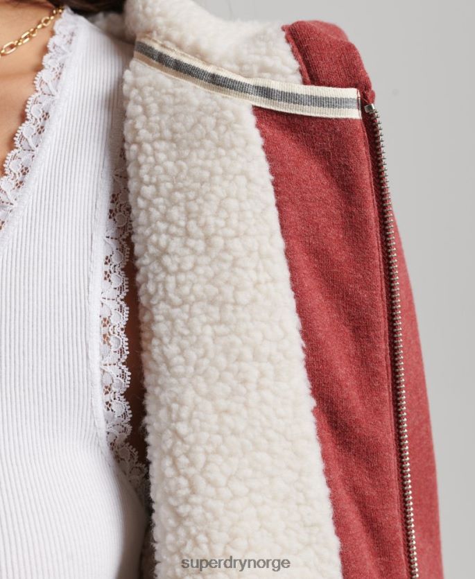 Superdry rød klær 86P46D5779 essensiell borg-fôret hettegenser med glidelås kvinner