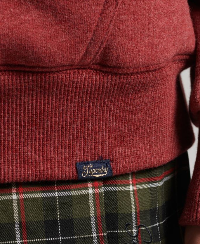 Superdry rød klær 86P46D5779 essensiell borg-fôret hettegenser med glidelås kvinner