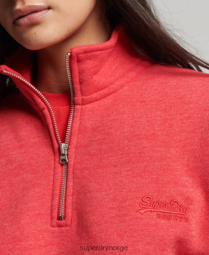 Superdry rød klær 86P46D5795 Henley sweatshirt med vintage logo i økologisk bomull kvinner