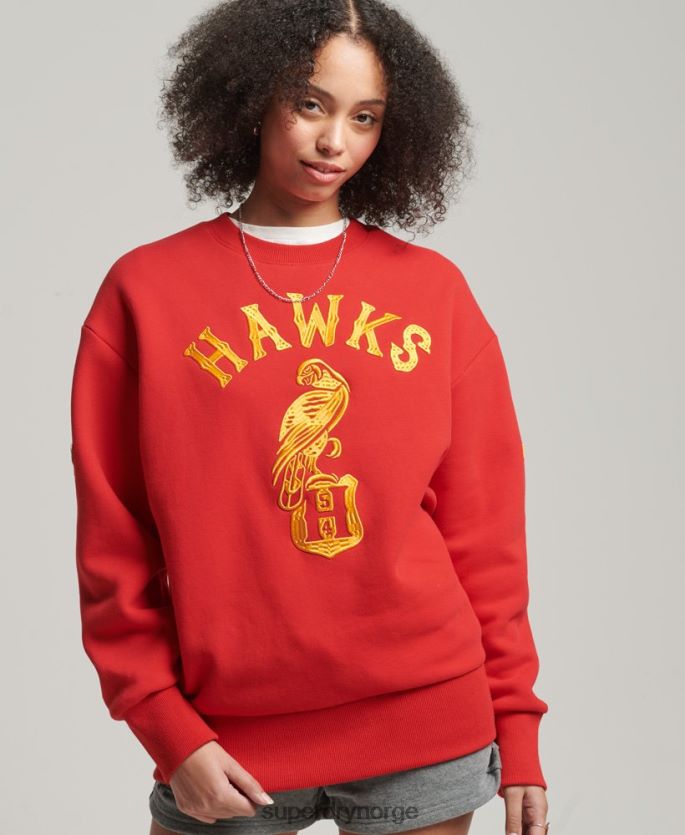 Superdry rød klær 86P46D5810 vintage collegiate crew sweatshirt kvinner