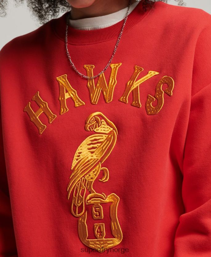 Superdry rød klær 86P46D5810 vintage collegiate crew sweatshirt kvinner