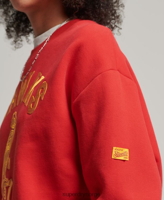 Superdry rød klær 86P46D5810 vintage collegiate crew sweatshirt kvinner