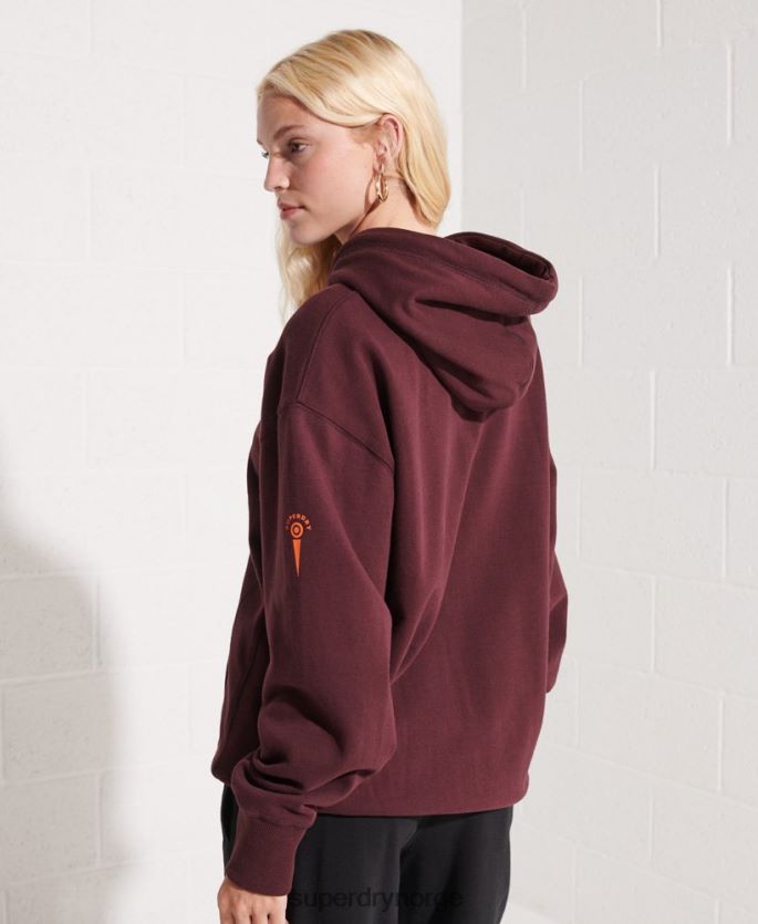 Superdry rød klær 86P46D5824 college grafisk crop hettegenser kvinner