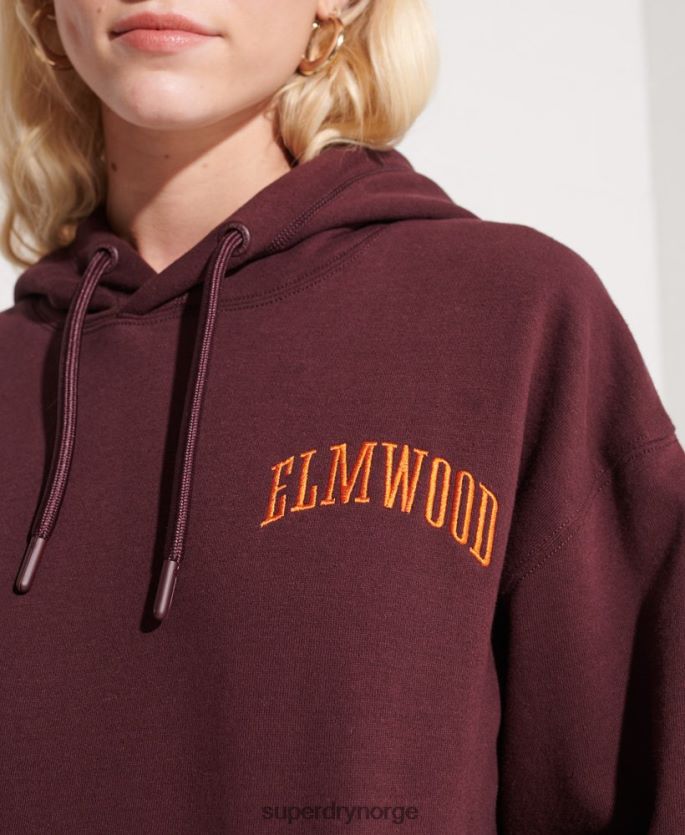 Superdry rød klær 86P46D5824 college grafisk crop hettegenser kvinner