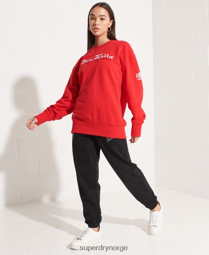 Superdry rød klær 86P46D5838 college grafisk oversized crew sweatshirt kvinner