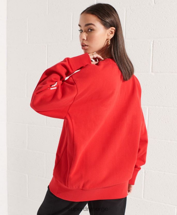 Superdry rød klær 86P46D5838 college grafisk oversized crew sweatshirt kvinner