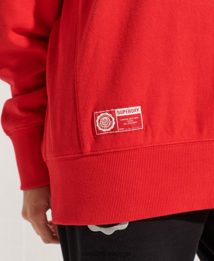 Superdry rød klær 86P46D5838 college grafisk oversized crew sweatshirt kvinner