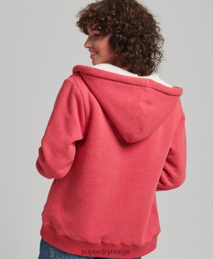 Superdry rød klær 86P46D5842 essensiell borg-fôret hettegenser med glidelås kvinner