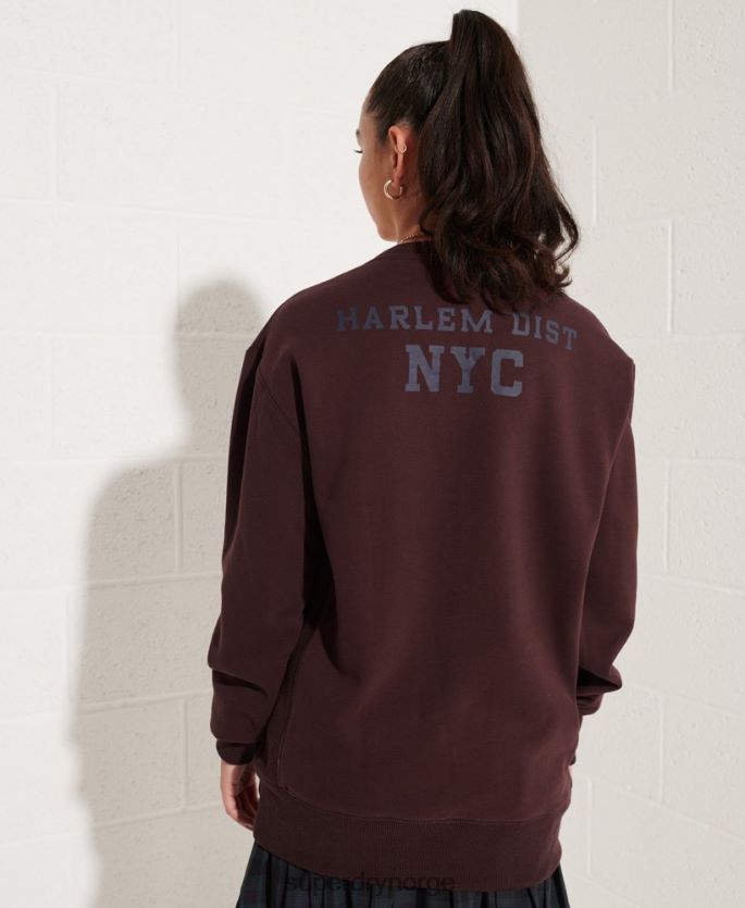 Superdry rød klær 86P46D5935 varsity bue løs crew sweatshirt kvinner