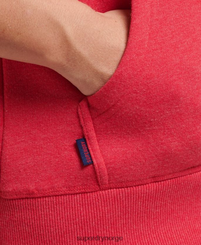 Superdry rød klær 86P46D5938 hettegenser med logo og glidelås i økologisk bomull kvinner