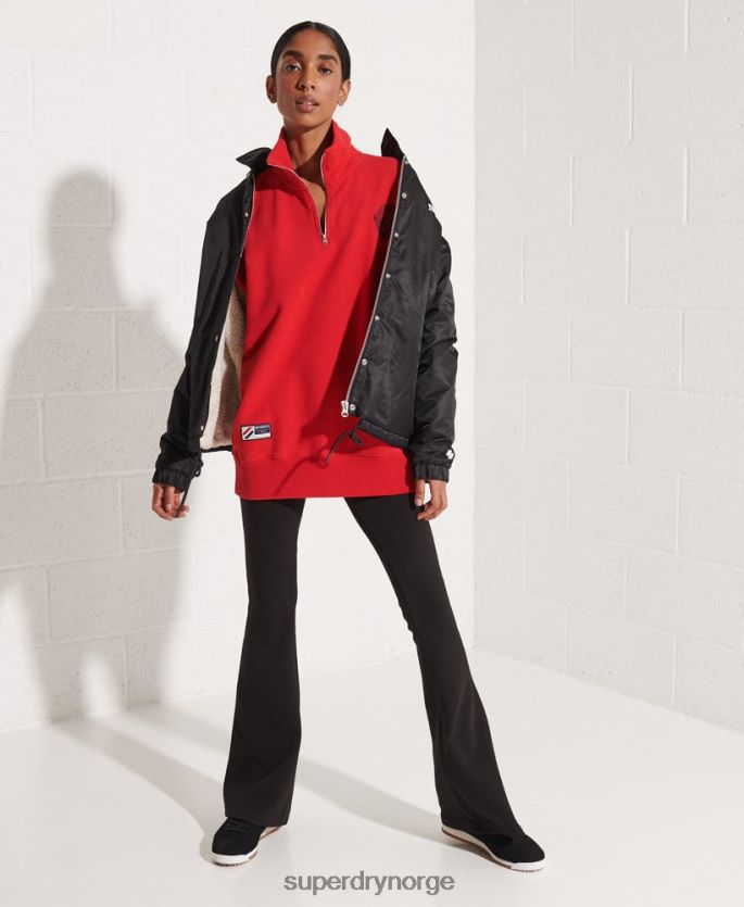 Superdry rød klær 86P46D5959 city ​​college overdimensjonert topp med halv glidelås kvinner
