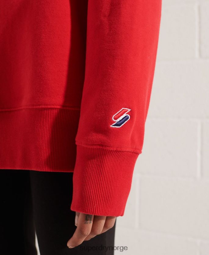 Superdry rød klær 86P46D5959 city ​​college overdimensjonert topp med halv glidelås kvinner