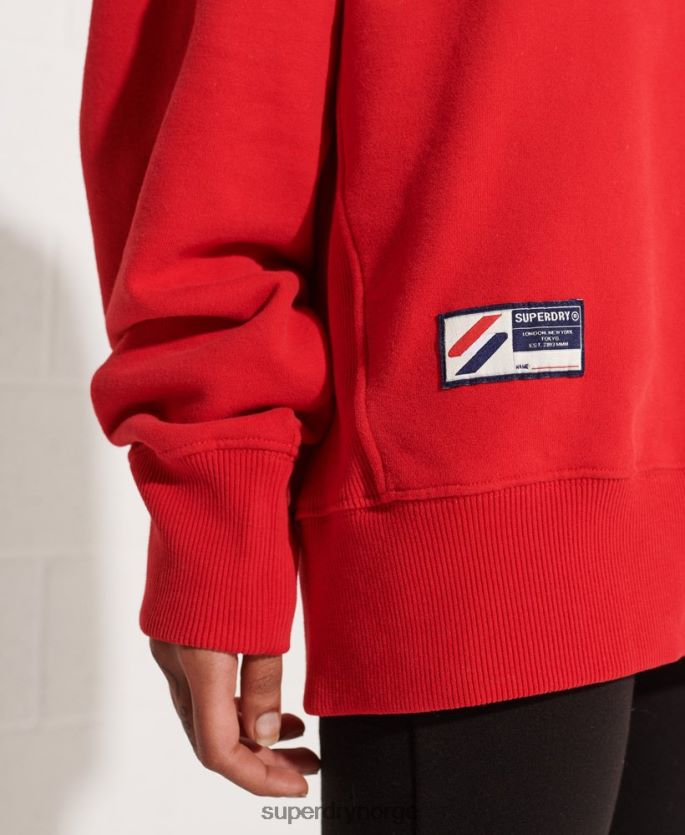 Superdry rød klær 86P46D5959 city ​​college overdimensjonert topp med halv glidelås kvinner