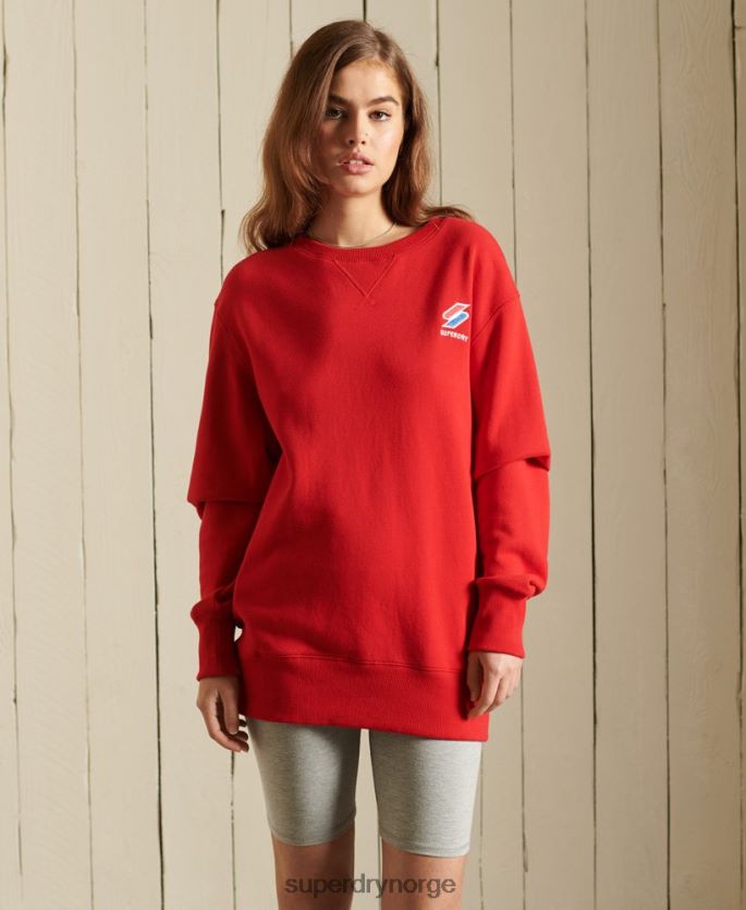 Superdry rød klær 86P46D5961 essensiell oversized crew-genser kvinner