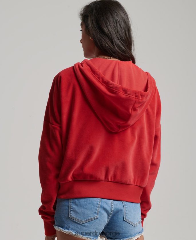 Superdry rød klær 86P46D6010 vintage hettegenser med glidelås kvinner