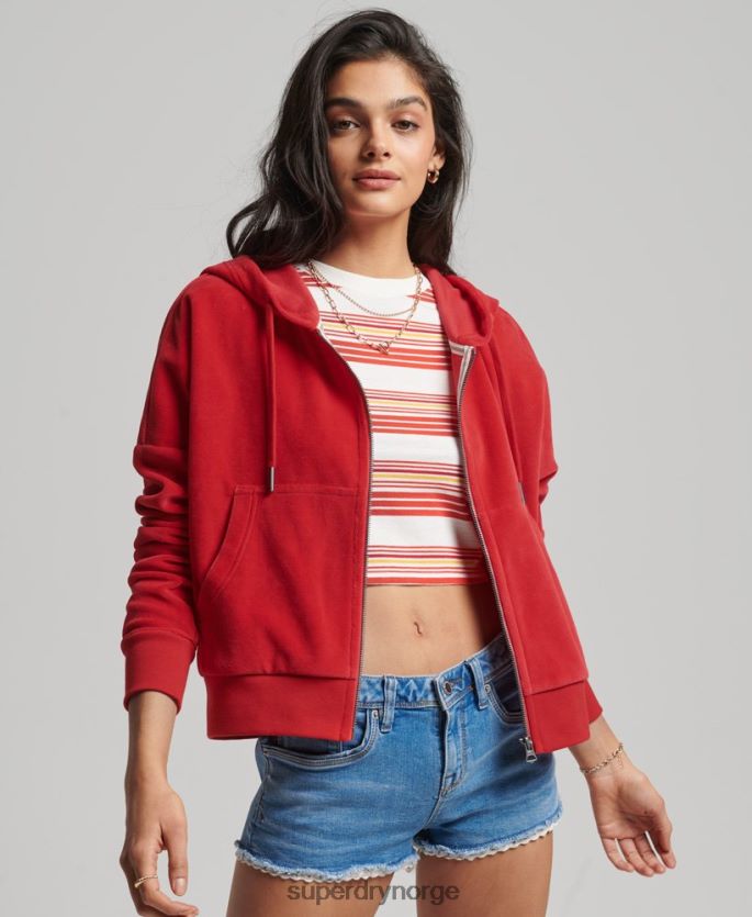 Superdry rød klær 86P46D6010 vintage hettegenser med glidelås kvinner