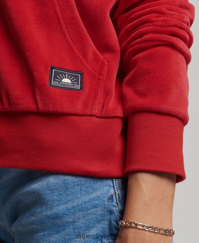 Superdry rød klær 86P46D6010 vintage hettegenser med glidelås kvinner