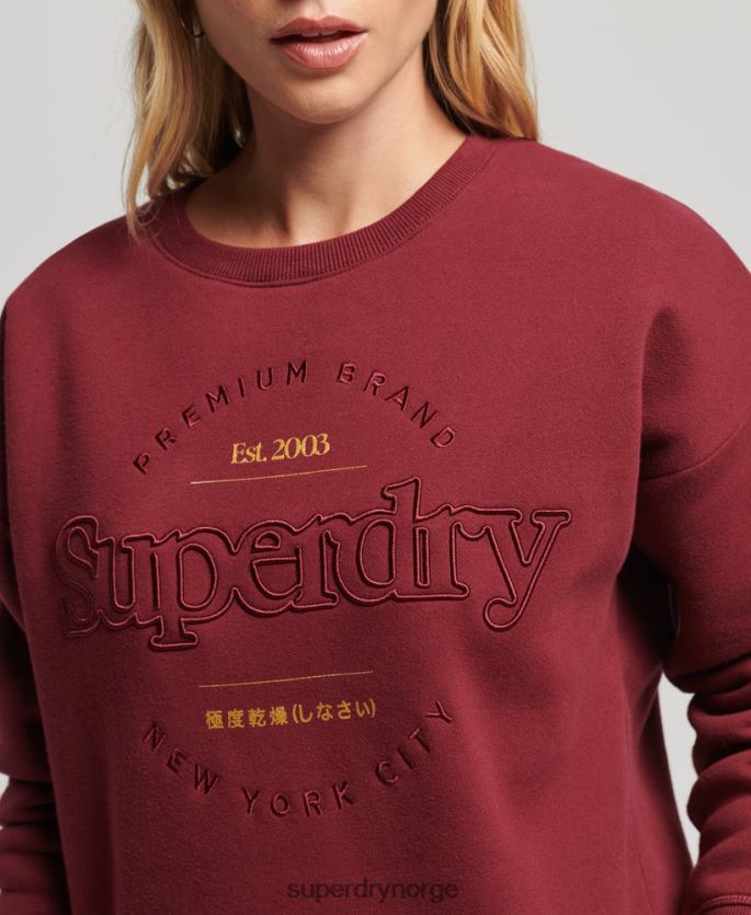 Superdry rød klær 86P46D6021 etablert crew sweatshirt kvinner