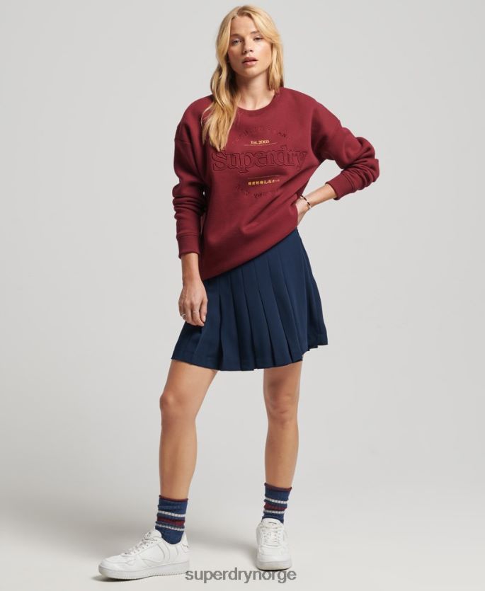 Superdry rød klær 86P46D6021 etablert crew sweatshirt kvinner