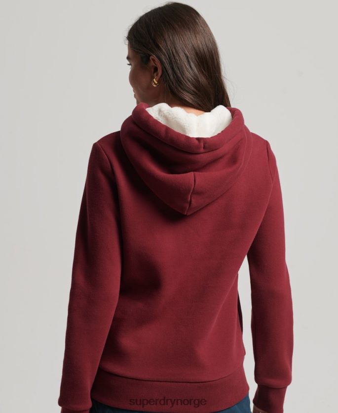 Superdry rød klær 86P46D6025 luksuriøs hettegenser med brodert logo kvinner