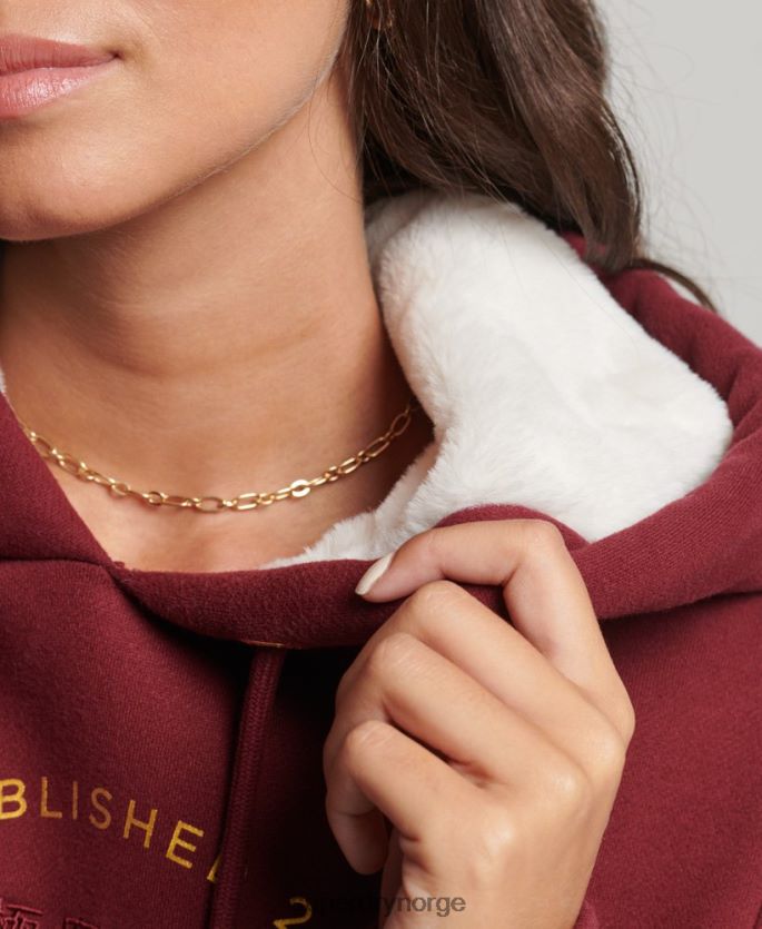 Superdry rød klær 86P46D6025 luksuriøs hettegenser med brodert logo kvinner