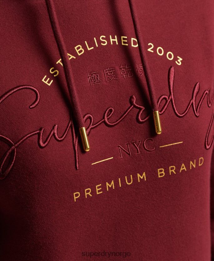 Superdry rød klær 86P46D6025 luksuriøs hettegenser med brodert logo kvinner