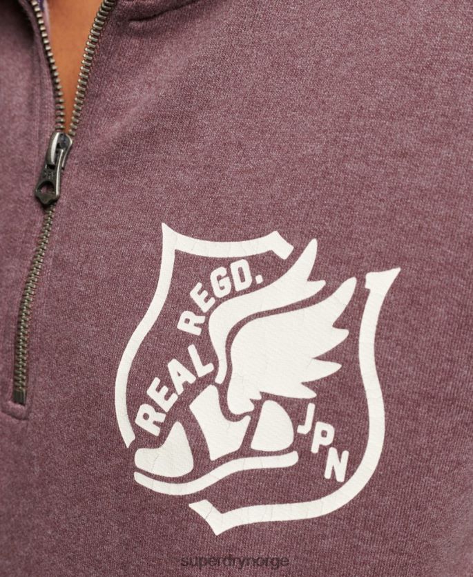 Superdry rød klær 86P46D6043 overdimensjonert friidrett topp med halv glidelås kvinner