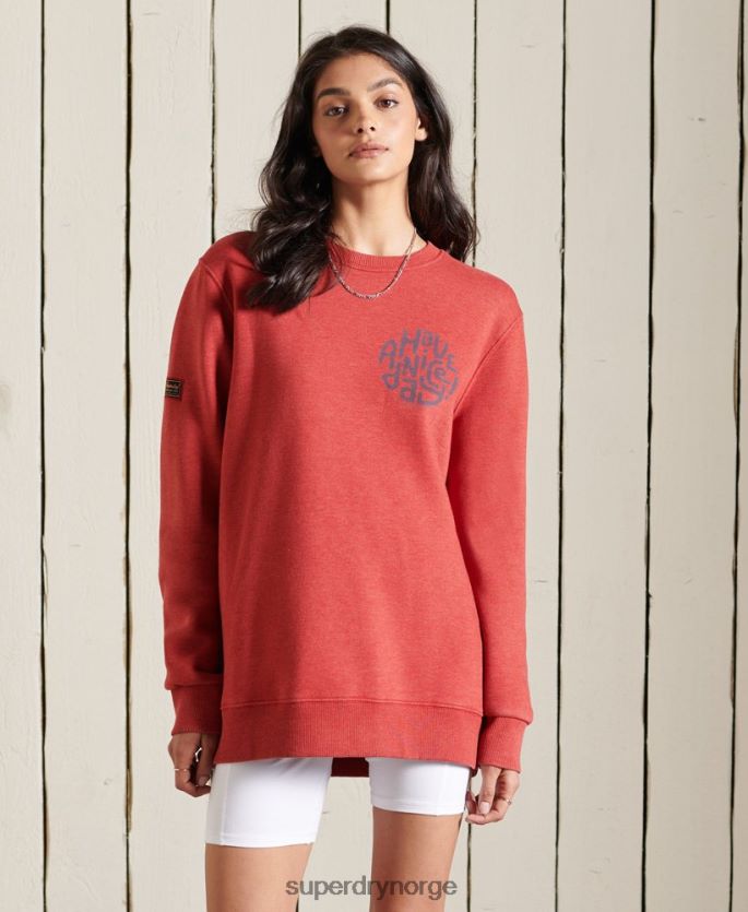 Superdry rød klær 86P46D6049 oversized genser for fjellmannskap kvinner