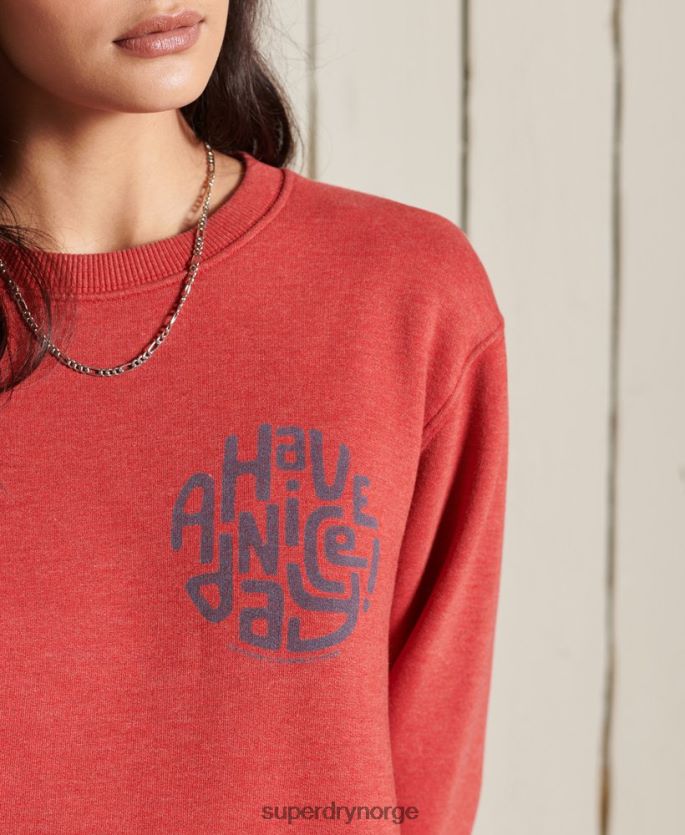 Superdry rød klær 86P46D6049 oversized genser for fjellmannskap kvinner
