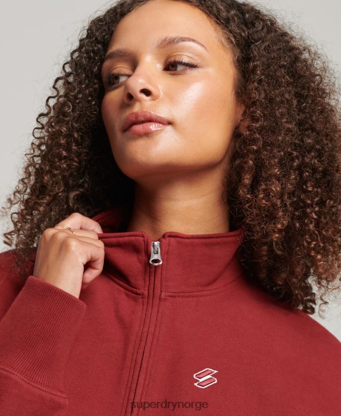 Superdry rød klær 86P46D6051 viktig genser med halv glidelås med logo kvinner
