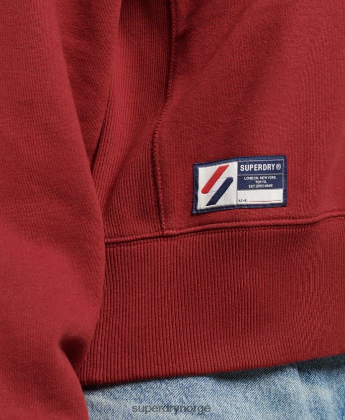 Superdry rød klær 86P46D6051 viktig genser med halv glidelås med logo kvinner