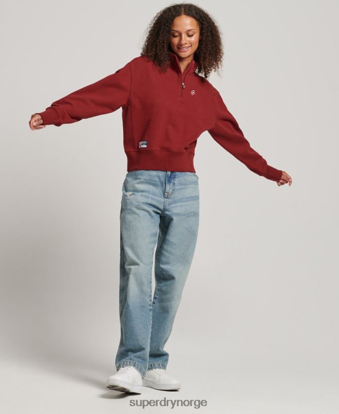 Superdry rød klær 86P46D6051 viktig genser med halv glidelås med logo kvinner