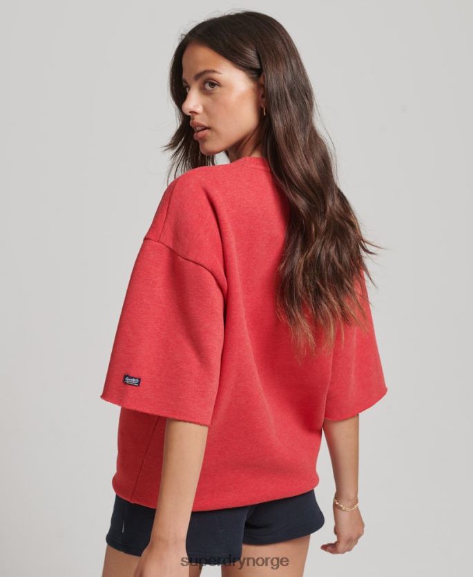 Superdry rød klær 86P46D6053 college kortermet crew sweatshirt kvinner