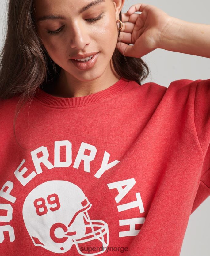 Superdry rød klær 86P46D6053 college kortermet crew sweatshirt kvinner