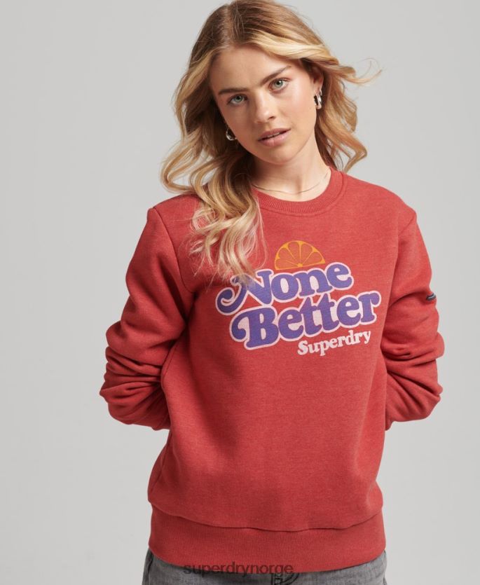 Superdry rød klær 86P46D6072 cooper nostalgi crew sweatshirt kvinner
