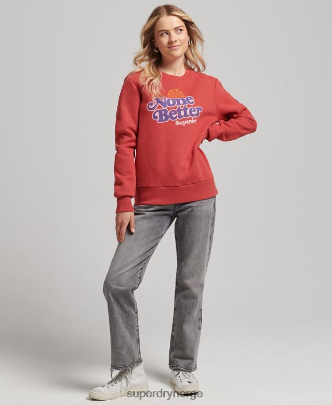 Superdry rød klær 86P46D6072 cooper nostalgi crew sweatshirt kvinner