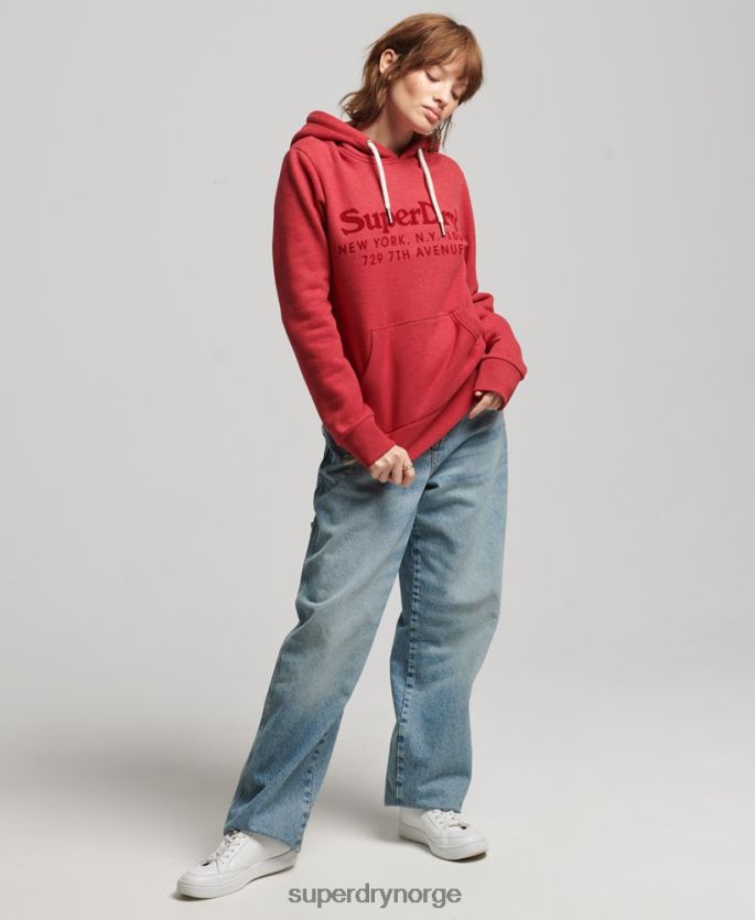 Superdry rød klær 86P46D6126 spillested interesse hettegenser kvinner