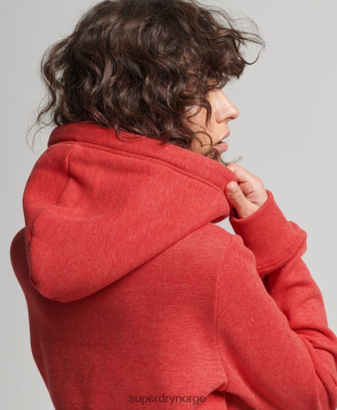 Superdry rød klær 86P46D6679 vintage logobrodert hettegenser i økologisk bomull kvinner