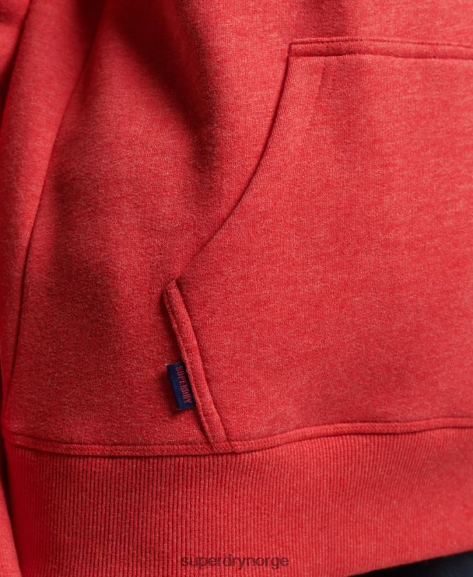 Superdry rød klær 86P46D6679 vintage logobrodert hettegenser i økologisk bomull kvinner