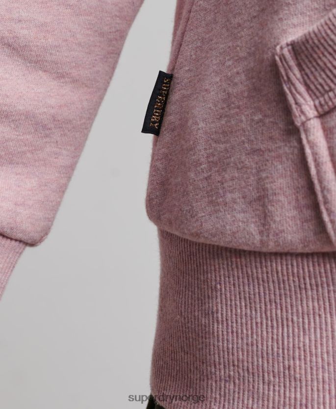 Superdry rosa klær 86P46D2239 vintage logo hettegenser med glidelås kvinner