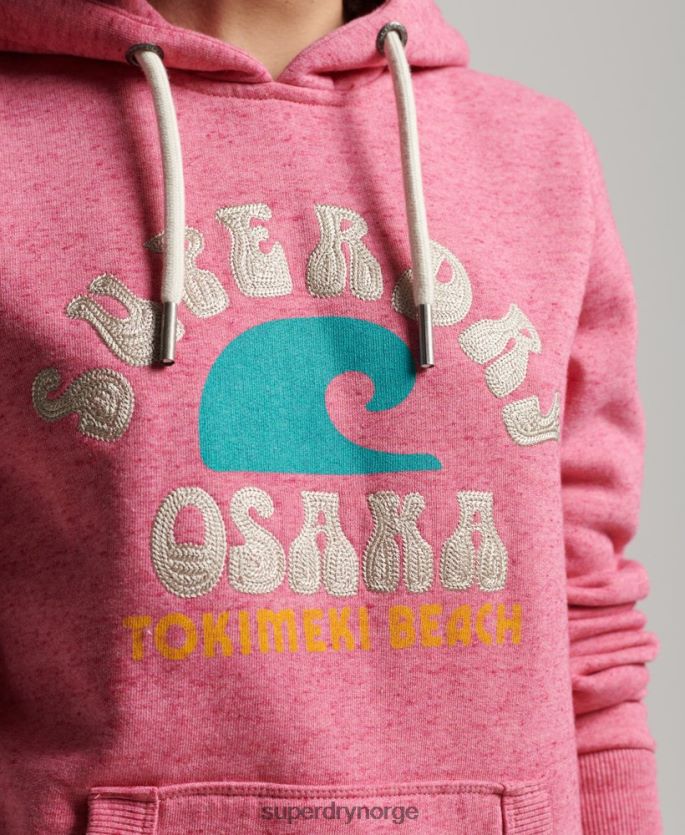 Superdry rosa klær 86P46D2257 vintage flott utendørs hettegenser kvinner