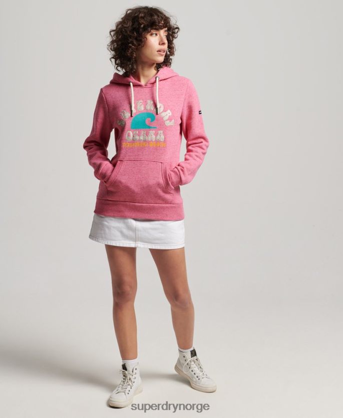 Superdry rosa klær 86P46D2257 vintage flott utendørs hettegenser kvinner