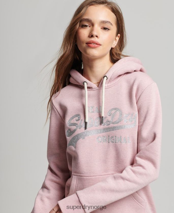 Superdry rosa klær 86P46D2276 vintage logo scripted collegiate hettegenser kvinner