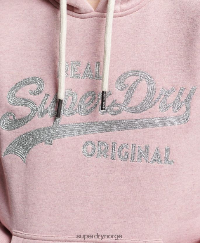Superdry rosa klær 86P46D2276 vintage logo scripted collegiate hettegenser kvinner