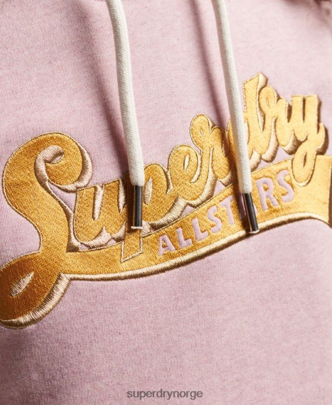 Superdry rosa klær 86P46D2281 vintage scripted collegiate hettegenser kvinner