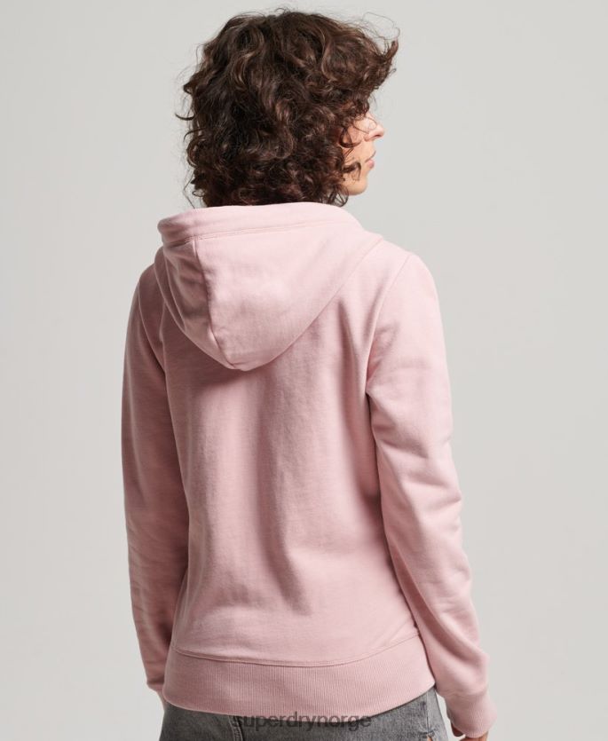 Superdry rosa klær 86P46D2300 vintage logo brodert hettegenser med glidelås kvinner