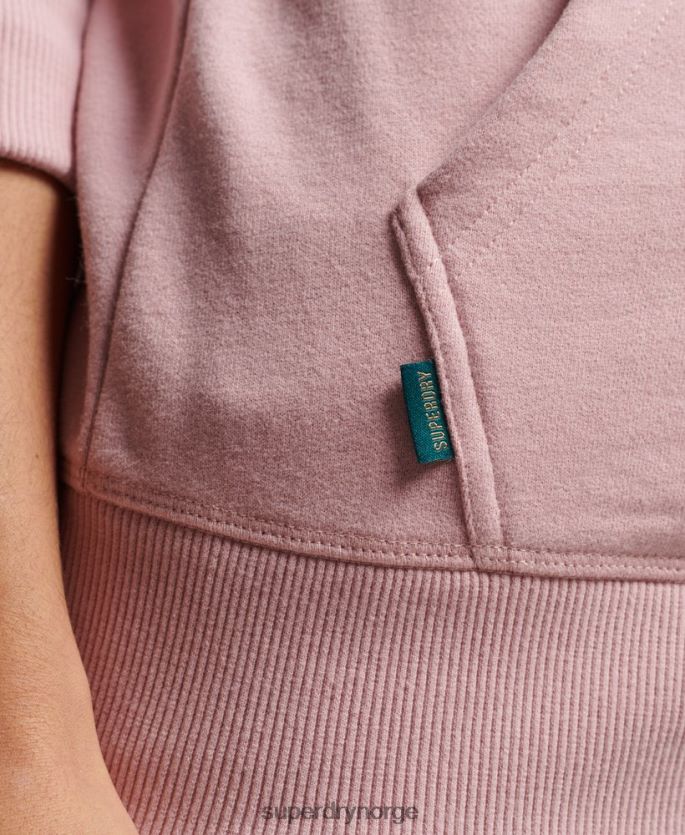 Superdry rosa klær 86P46D2300 vintage logo brodert hettegenser med glidelås kvinner