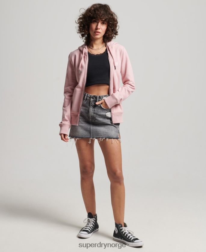 Superdry rosa klær 86P46D2300 vintage logo brodert hettegenser med glidelås kvinner